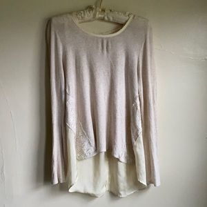 Bordeaux Anthropologie cream lace long sleeve small / petite